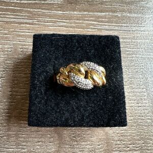 Gold and Silver Two-Tone Pave Knot Ring - Women Jewelry Size 7